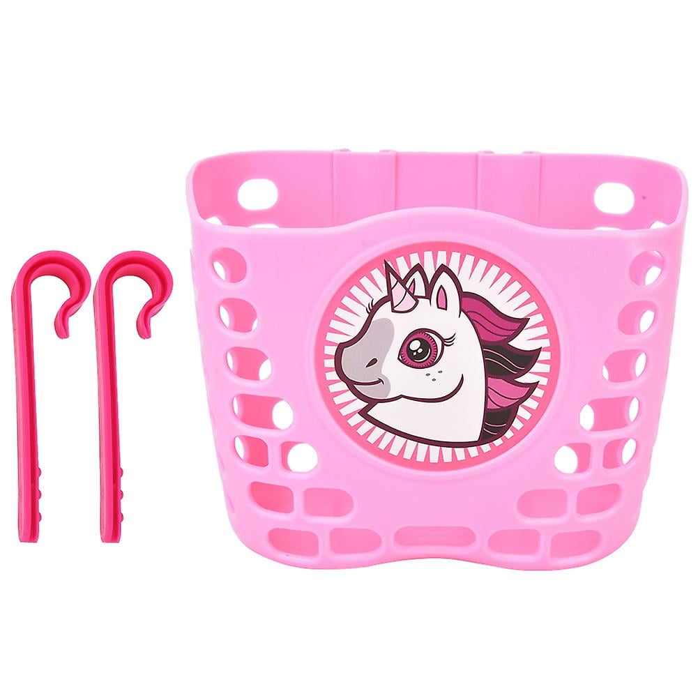 Cesta Delantera Para Bicicleta Niña Con Timbre De Unicornio | Ajustable Al Manillar | Material PE Impermeable | Color Rosa