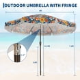 thumbnail image 2 of 9FT Outdoor Market Umbrella with Crank Handle, Push-Button Tilt, 8 Fiberglass Ribs, Sturdy 1.5" Steel Pole, Tassel Fringe for Patio, Pool, and Garden, 2 of 10
