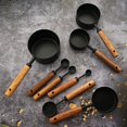 thumbnail image 2 of 8 pieces Black Measuring Cups Set and Measuring Spoons Set with Scale, Wooden Handle Stainless Steel Dry & Liquid Measuring Cup for Cooking Baking, 2 of 9
