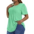 thumbnail image 4 of Fantaslook Blouses for Women Pleated Short Sleeve Tunic Tops Dressy Casual Summer Shirts, 4 of 10