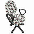 thumbnail image 1 of Retro Office Chair Slipcover, Vintage Geometric Funky Half Circles and Stars Ethnic on Pastel Backdrop, Protective Stretch Decorative Fabric Cover, Standard Size, Brown Ivory Slate Blue, by Ambesonne, 1 of 5