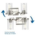 thumbnail image 4 of Lassiter Collection Two-Light Matte Black Clear Glass Modern Bath Vanity Light, 4 of 6