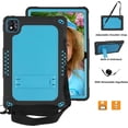 thumbnail image 4 of Hoibon for TCL TAB10 5G 9183W / for TCL TAB 10s 10.1" FHD Case Silicone Rubber Shockproof Protective Kids Friendly Case Built in Stand Shoulder Strap for TCL TAB 10 5G / TCL TAB 10s - Black+Blue, 4 of 7