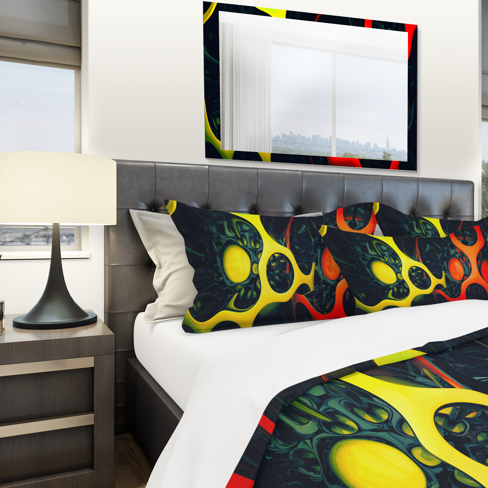 Designart 'Orange and Yellow Geo Art' Modern & Contemporary Duvet Cover Set