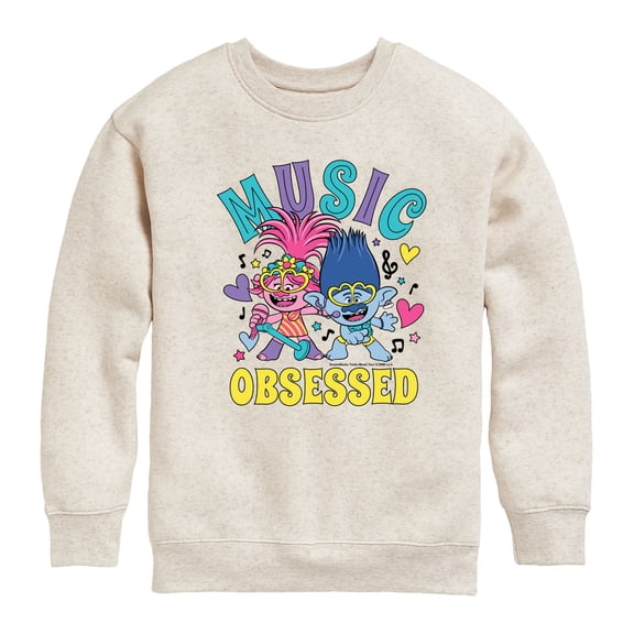 Trolls - Music Obsessed Poppy and Branch - Toddler & Youth Crewneck Fleece Sweatshirt