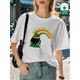 thumbnail image 1 of (180g Pure Cotton T-Shirt) St. Patrick's Day - Happy St. Patrick's Day Rainbow Cartoon Printed WomenCamisetas de verano para mujer, manga corta, cuello redondo, casual, lindo, con gráficos, camisetas, 1 of 7