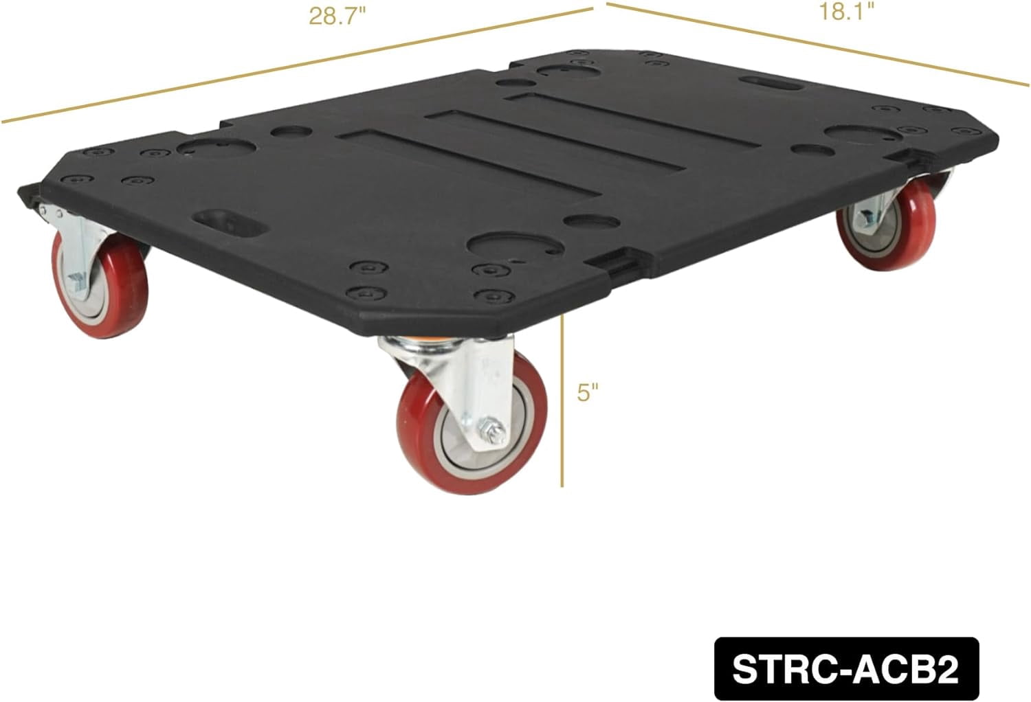 Sound Town Plywood Caster Board, for Sound Town Rack Cases, with 4-inch Wheels and Brakes (STRC-ACB2)