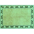 thumbnail image 1 of Ahgly Company Machine Washable Indoor Rectangle Persian Turquoise Blue Traditional Area Rugs, 7' x 9', 1 of 4