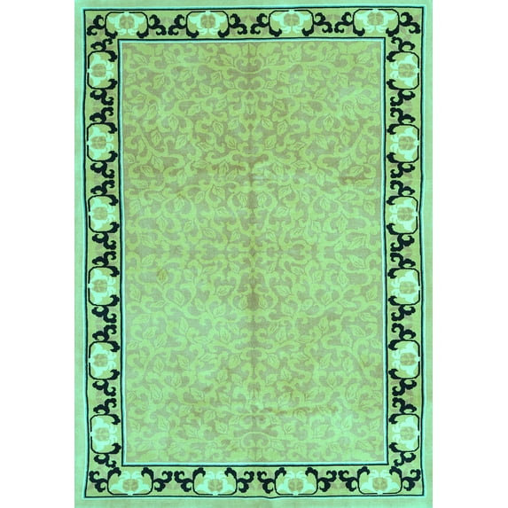 Ahgly Company Machine Washable Indoor Rectangle Persian Turquoise Blue Traditional Area Rugs, 7' x 9'
