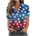 thumbnail image 4 of Mifsaly Short Sleeve Button Down Shirts for Women Lapel Collar V Neck Blouses Patriotic Hearts American Flag Print Independence Day Tops 2026 S, 4 of 6