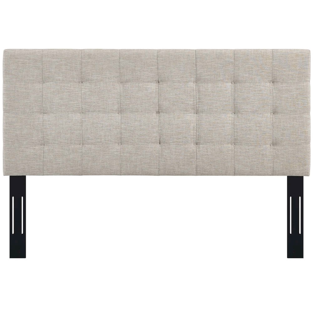 Modway Paisley Tufted King and California King Linen Fabric Headboard in Beige