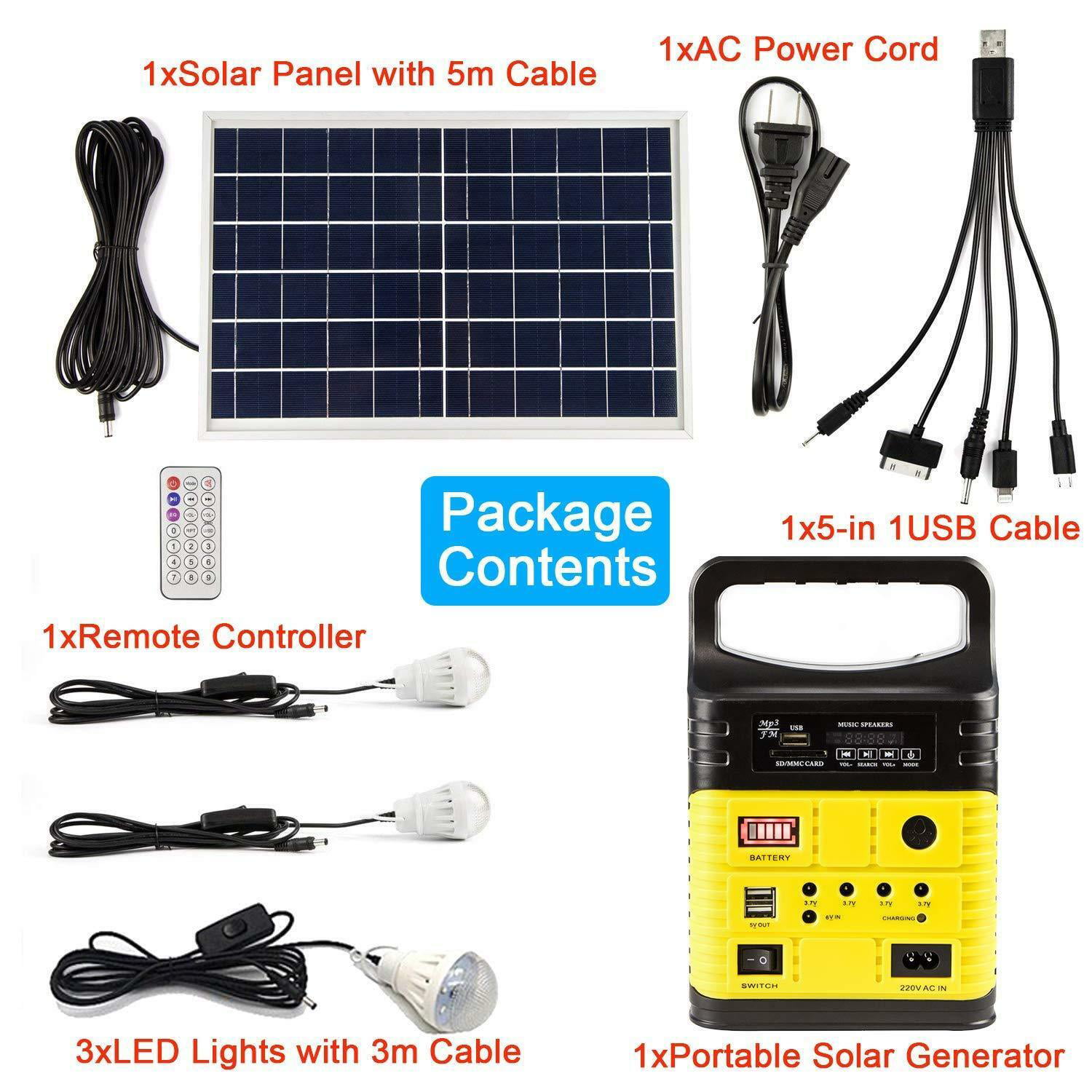 Details about   Portable USB Port Solar Panel Light Solar Generator System With Lamp Lighting 