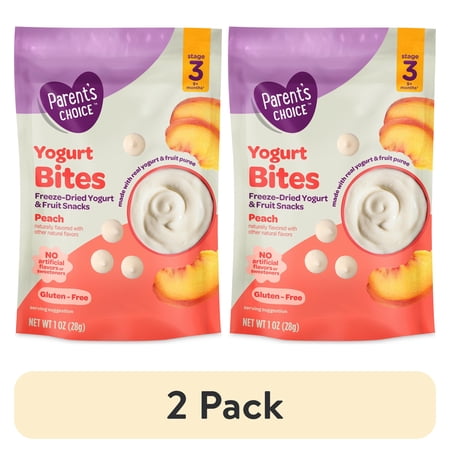 (2 pack) Parent’s Choice Stage 3 Toddler Yogurt Bites Snack, Peach, 1 oz Pouch