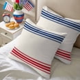 thumbnail image 2 of 2 Pack Outdoor Waterproof Throw Pillow Covers,Independence Day Red Blue Stripe Decorative Square Patio Pillowcases for Chair Couch Sofa 18x18in, 2 of 9