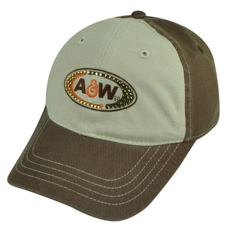 A&W Branded Root Beer Restaurant Rhinestone Women Ladies Garment Wash Hat Cap