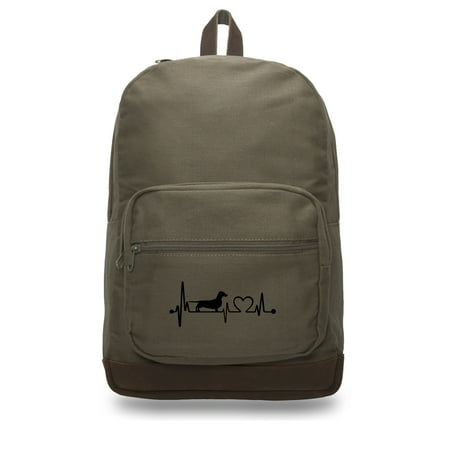 Dachshund Weiner Dog Sticker Lifline Backpack with Leather Bottom (Best Dj Backpack 2019)