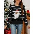 thumbnail image 2 of Women Christmas Sweater Crewneck Ugly Christmas Santa Graphic Lightweight Fall Winter Clothes Long Sleeve Striped knitted Pullover Sweaters Tops for Women Alsol Lamesa, 2 of 5