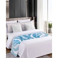 thumbnail image 4 of Xipuska Moire Blue Ombre Bed Runners for King Size Bed, Decorative Bed Throws for Foot of Bed, Abstract Art Waves Stripe Bed Runner Sofa Throw Bedding Scarf Protector Slipcover for Bedroom/Hotel, 4 of 6