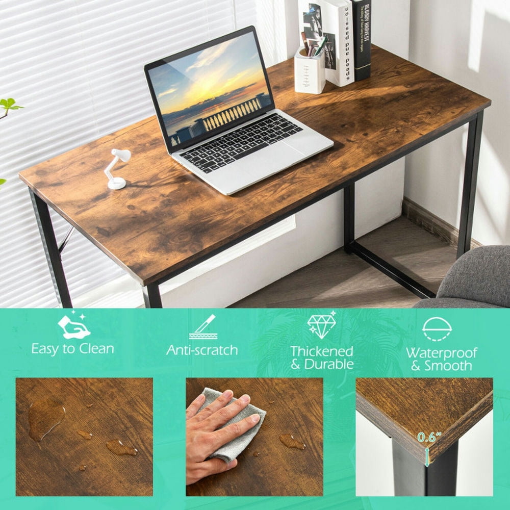 Demi Bonn L Shaped Computer Desk and Writing Workstation for Home and Office, Rustic Brown