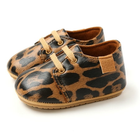 

Carolilly Baby Boys Girls Lace Up Sneakers Trendy Leather Crib Shoes Soft Rubber Sole Infant Moccasins