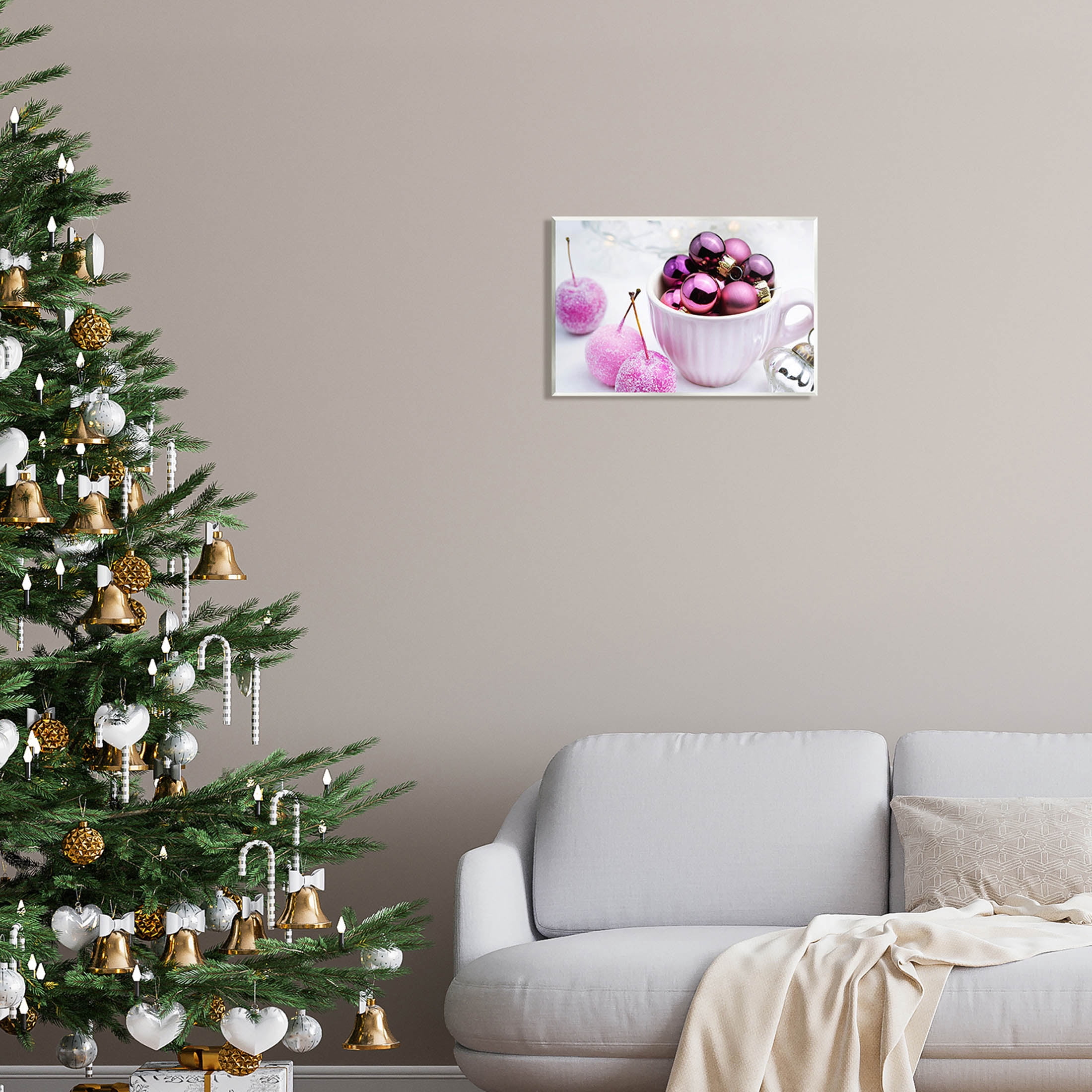 Glimmering Pink Christmas Ornaments Holiday Photograph Unframed Art Print Wall Art
