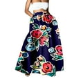 thumbnail image 2 of Baberdicy Maxi Skirt Women Bohemian Floral Print Skirt High Waist Party Beach Big Hem Long Skirts with Pockets, Blue Size: S-2Xl, 2 of 5