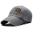 thumbnail image 2 of PMVFHDE Unisex Washed Retro Distressed Letter Patch Style Baseball Cap Curved Brim Hat For Men And Women Light Gray, 2 of 3
