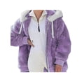 thumbnail image 1 of MAWCLOS Women's Winter Plush Jacket Zip Up Long Sleeve Hooded Outwear Pocket Coat, 1 of 2