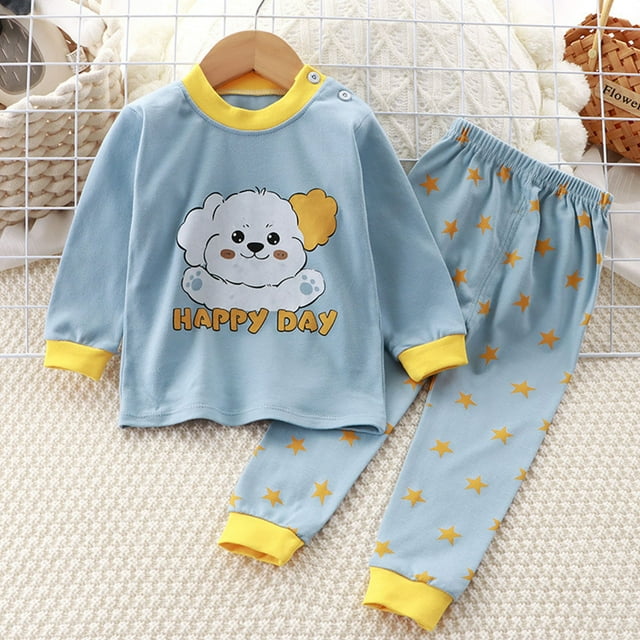 Weiqiqre Ensemble pour Enfants Confortable Nouvelle Mode Décontractée pour Enfants Pyjama Imprimé pour Garçons Manches Longues Col Rond Ensemble Vêtements de Maison pour Bébé