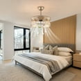 thumbnail image 2 of 20" Rattan Caged Flush Mount Ceiling Fan with Light Enclosed Timing 6 Speeds Reversible with Remote Control for Living Room Bedroom Dining Room (Bulbs Not Included), 2 of 24
