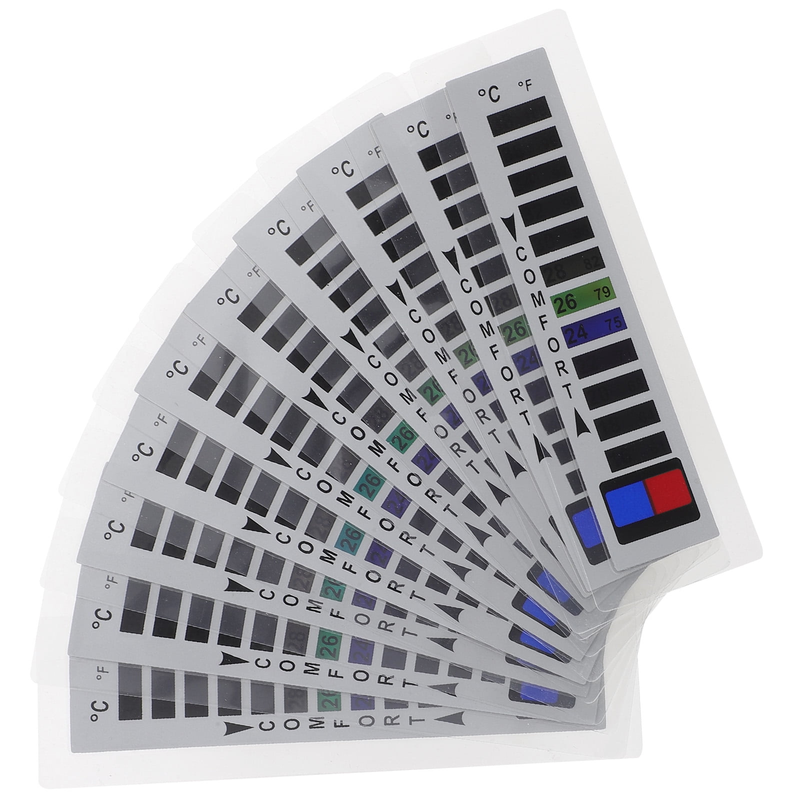 MIANGASTORE 10pcs Thermometer Strips Portable Temperature Strips for Down Jacket Clothes 16℃~38℃/61℉~100℉
