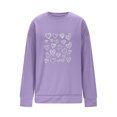 thumbnail image 5 of Mceream Valentines Chandails en Molleton pour Femmes Mode Imprimé Cœur Graphique Manches Longues Chemises Surdimensionnées Col Rond Chandail Tops Grande Taille Violet TG, 5 of 5