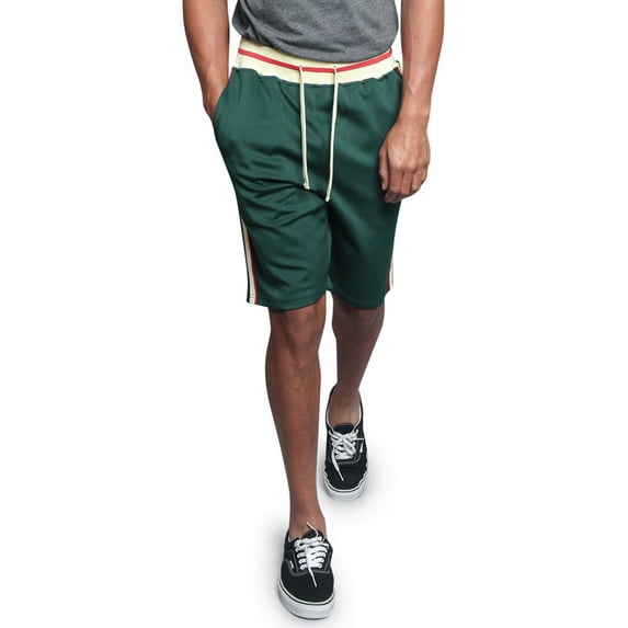 G-Style USA Men's G Side Stripe Waistband Drawstring Track Shorts JS26 - Green - 3X-Large