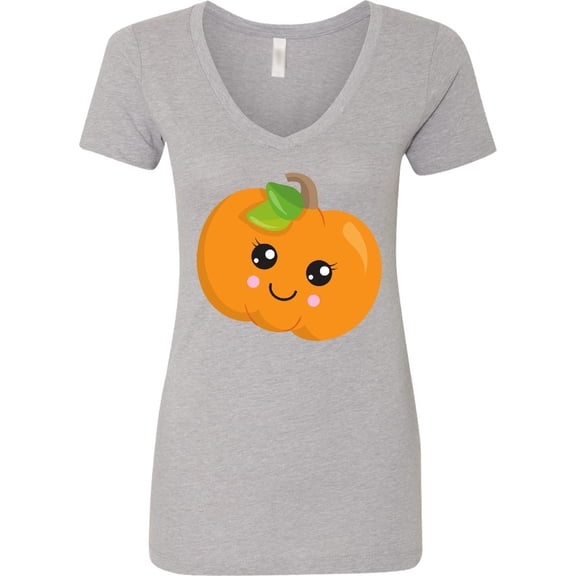 Inktastic Halloween Pumpkin, Smiling Pumpkin, Trick or Treat Women's V-Neck T-Shirt