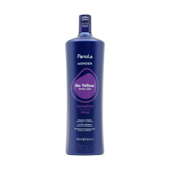 Fanola Wonder No Yellow Shampoo | Colour Depositing Vegan Purple Shampoo for Blonde, Silver, Gray, and Highlighted Hair | Remove Yellow Tones from Bleached Hair (1000 mL)