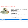 thumbnail image 2 of Starter - Compatible with 1993 Cadillac Allante 4.6L V8, 2 of 2