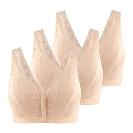 

Pretty Comy 3 Pack Everyday Bras Plus Size Vest Bra Comfort Breathable Wireless Front Close Bras for Women (36-48B/C)