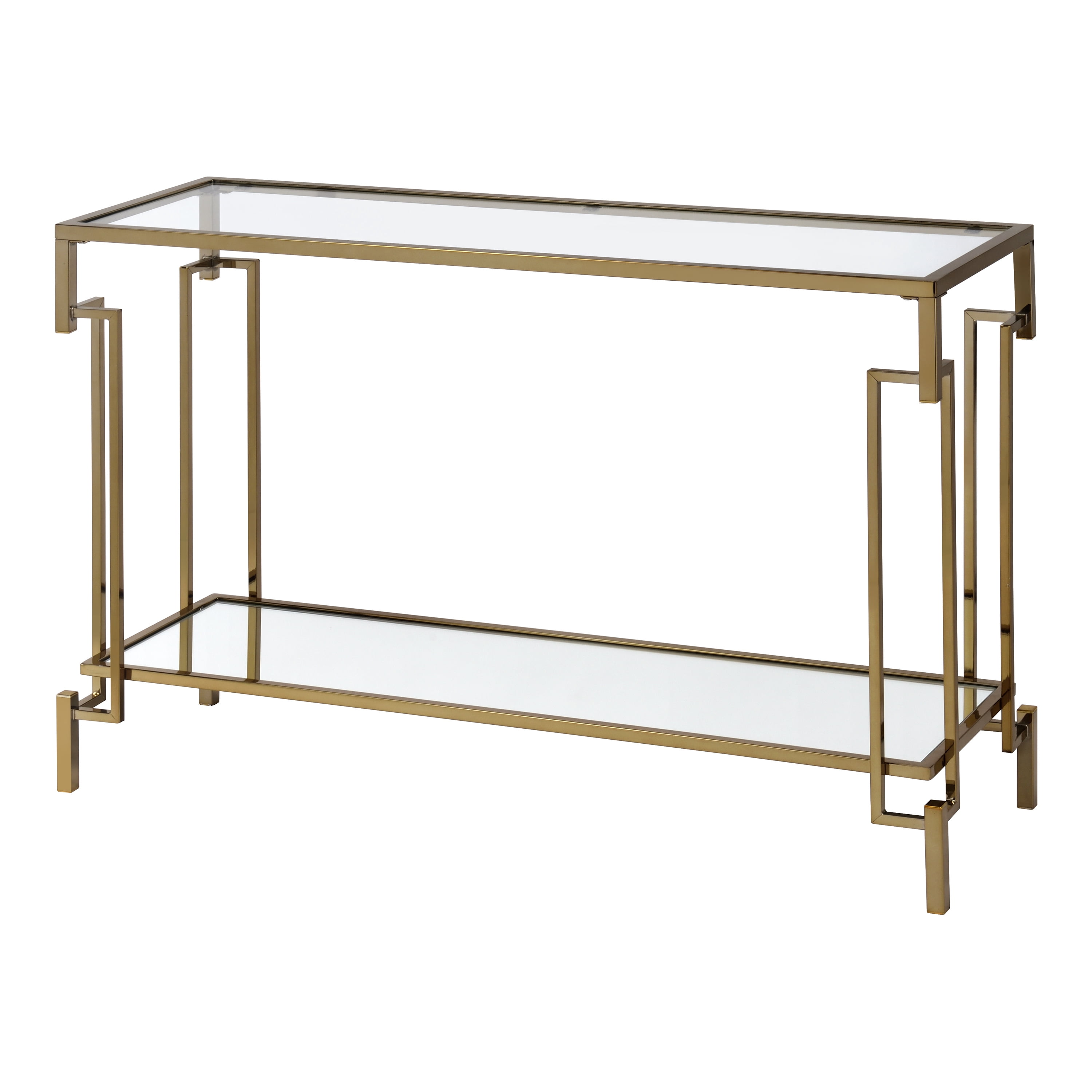 Furniture of America Triste 1-Shelf Glass Top and Metal Champagne Sofa Table