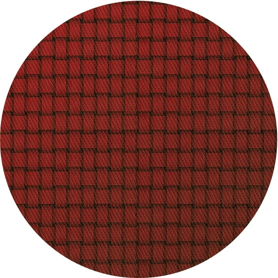 Ahgly Company Machine Washable Indoor Round Transitional Maroon Red Area Rugs, 8' Round