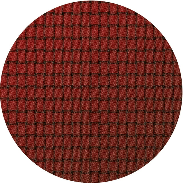 Ahgly Company Tapis Rond Lavable en Machine Intérieur Transitionnel Rouge Bordeaux, 3 Pieds Rond