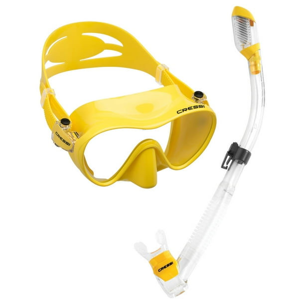 Combo Adulto Máscara & Tubo CRESSI F1 Frameless & Supernova Dry Amarillo