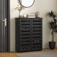 thumbnail image 2 of HOMCOM Slim Shoe Cabinet with 2 Slatted Doors for 15 Pairs of Shoes Black, 2 of 10