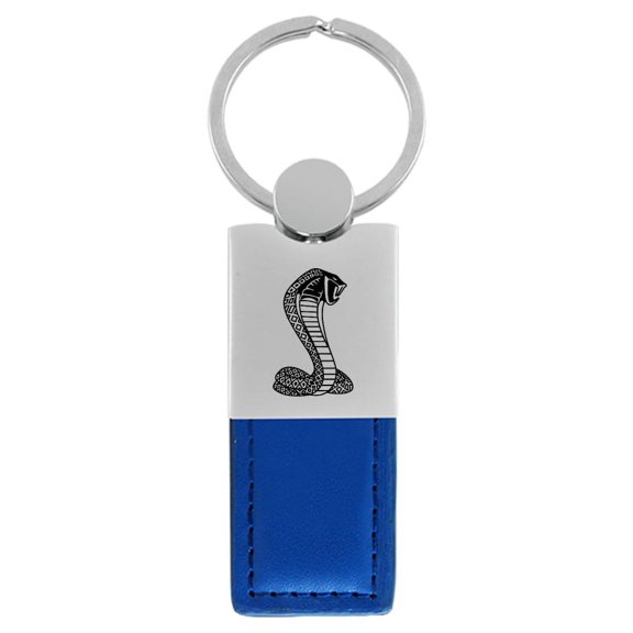 Ford Cobra Duo Rectangular Leather Key Chain (Blue)