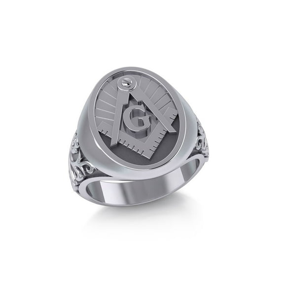 Masonic Signet Ring 925 Sterling Silver Fine Symbolic Masonry Men's Jewelry