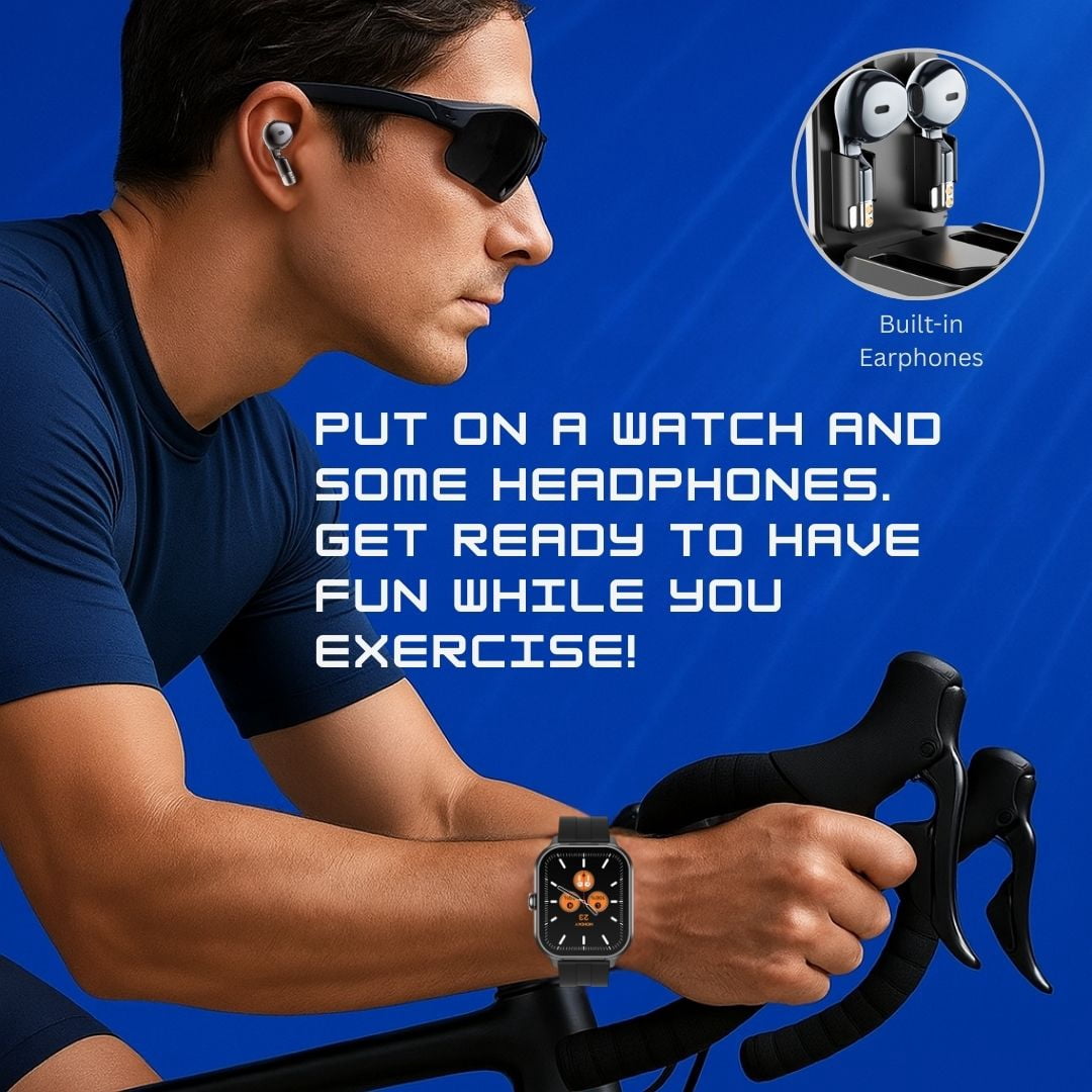 Effeokki Smartwatch with Wireless Earbuds, 2" Display, NFC, Fitness Tracker, iPhone & Android Compatible