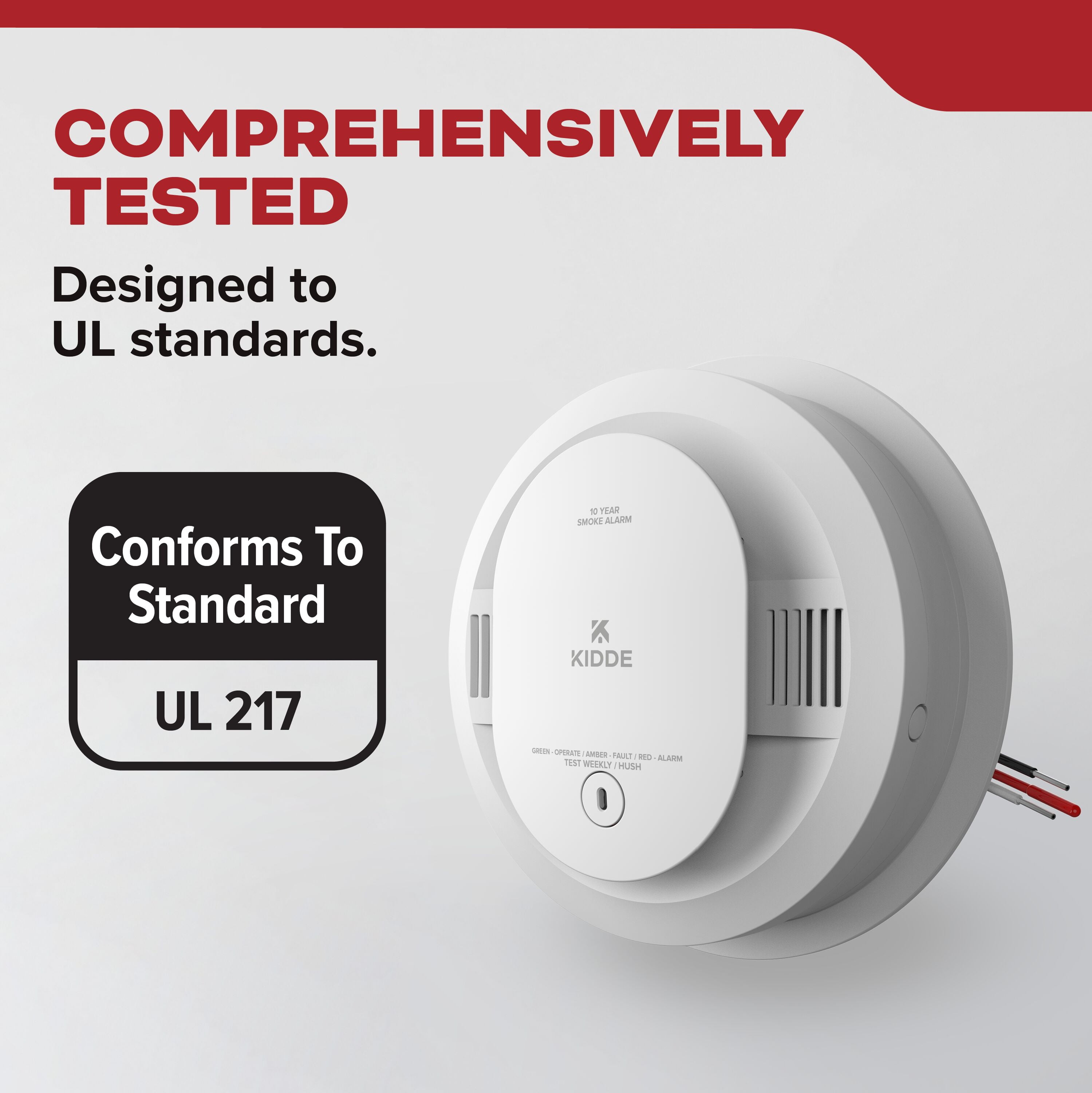 Kidde Hardwired Photoelectric Smoke Detector Alarm, 10-Year Lithium Sealed Battery Backup