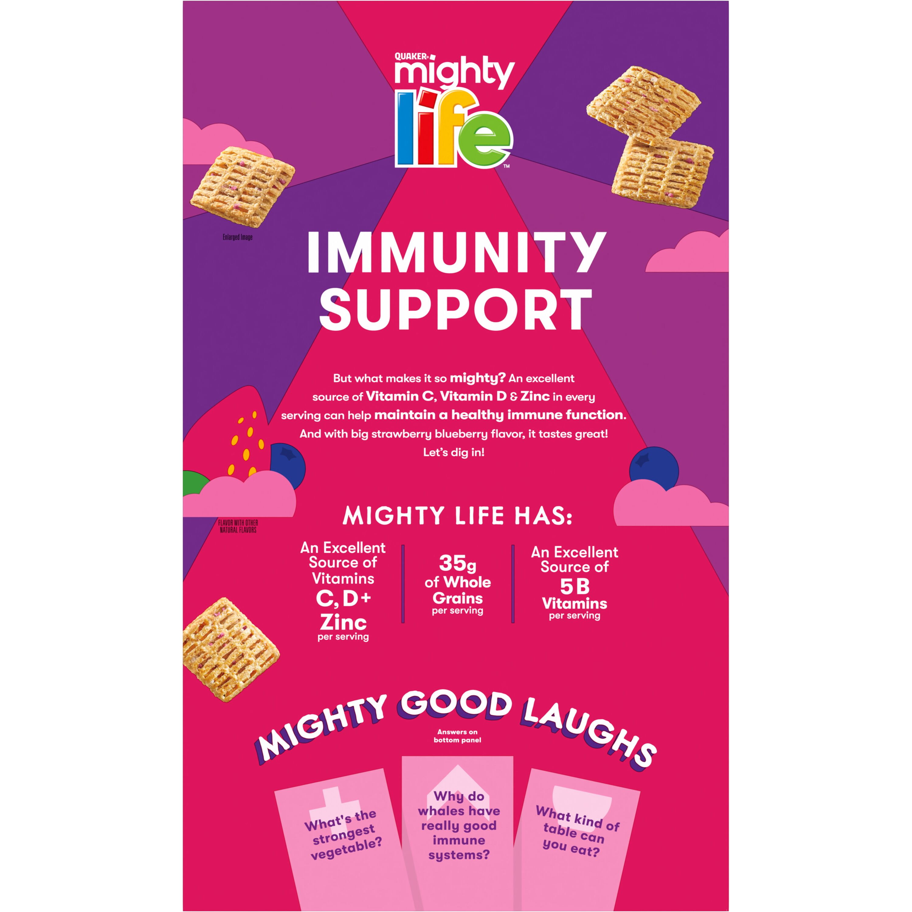 Quaker Mighty Life Cereal Mixed Berry, Family Size 22.3 oz