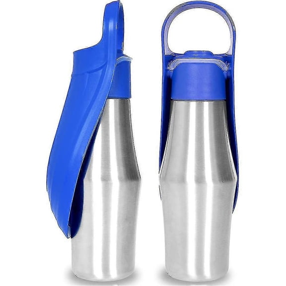 Stainless Steel Dog Water Bottle Portable Pet Water Dispenser With Foldable Bowl For Outdoor