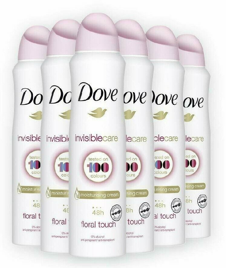 Dove Women Invisible Dry Deodorant Antiperspirant Spray 250 ml Pack of 6 (6x 8.45 oz)