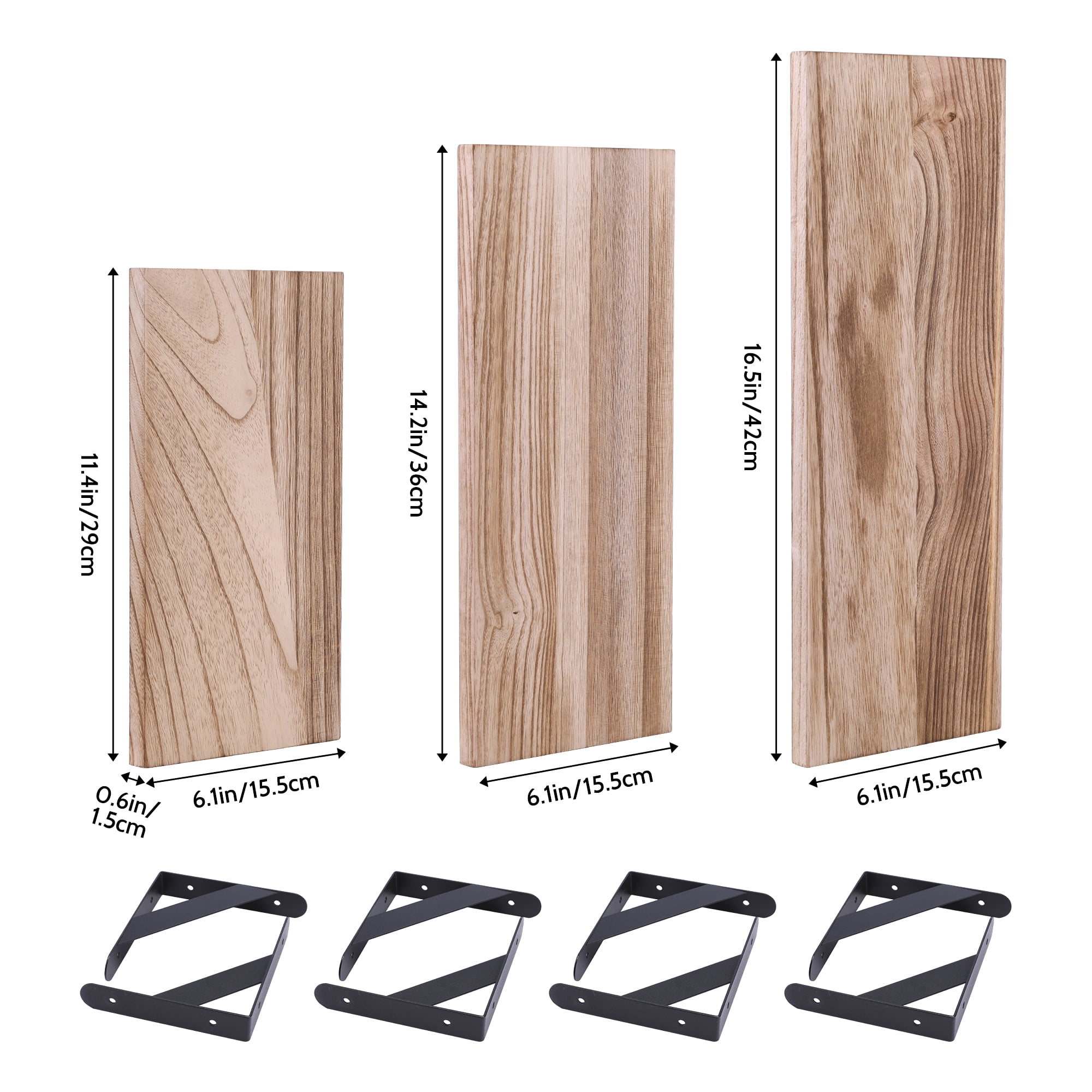 REGALWOVEN 4 Pack Wood Floating Shelves, Wall Mounted Shelves for Bathroom Bedroom Living Room, and Kitchen Brown 16.5*6.1in